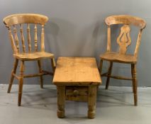 VINTAGE PINE FURNITURE - coffee table with end drawer, 35cms H, 101cms W, 43cms D and two