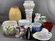 ROYAL ALBERT 'OLD COUNTRY ROSES' VASE, 31.5cms H, pair of milk glass vases and a large quantity of