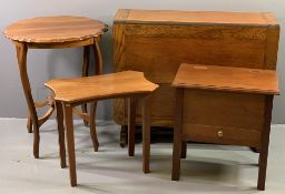 FURNITURE ASSORTMENT - polished drop leaf table, 77cms H, 153cms W, 92cms D (open), a shaped