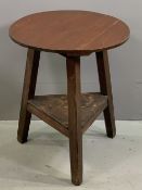 ANTIQUE PINE CRICKET TABLE, 64cms H, 53cms diameter