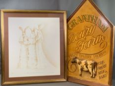 VINTAGE STYLE RETAIL SIGN for Grantham Dairy Farm, 93cms H, 65cms W and a limited edition print