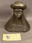 EZZELINA JONES (South Wales Sculptor) - composition copy of the head and shoulders of a lady wearing