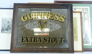 VINTAGE STYLE GUINNESS STOUT ADVERTISING MIRROR, small mixed quantity of paintings and prints with a