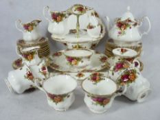 ROYAL ALBERT OLD COUNTRY ROSES TEAWARE, 40 PLUS PIECES including teapot and cover
