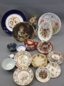 MIXED CHINA, A PARCEL including Kutani coffeeware, seated figurine and sundry plates
