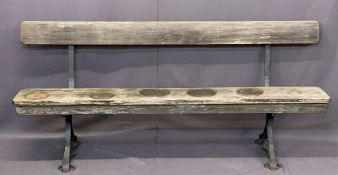 VINTAGE CAST IRON & WOODEN STATION PLATFORM STYLE BENCH by T Larmuth & Co, Salford - 79.5cms H,