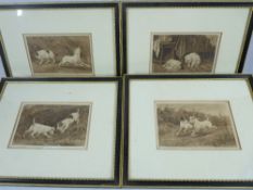 STANLEY BERKLEY prints - series of four Victorian dog prints, titled 'The Blue Bag', 'A Hunting We