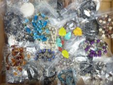COSTUME JEWELLERY NECKLACES & BRACELETS - a large quantity in 50 small bags