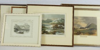TINTED ENGRAVINGS & PRINTS OF EARLY NORTH WALES VIEWS (6) to include T Clay London 1818 titled '