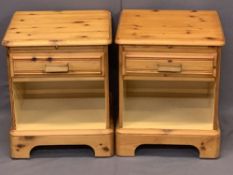 ROSEDALE MODERN PINE SINGLE DRAWER BEDSIDE CHESTS (2) - 57cms H, 47cms W, 44cms D