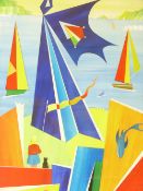 DAVID WILDE acrylic entitled - 'Hostage to the Slate God', signed, 53 x 35cms