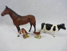 BESWICK POTTERY ORNAMENTS (4) to include 'Champion Claybury Leegwater' cow, 'The Winner' standing