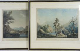 COLOURED ENGRAVINGS, A PAIR After WALMSLEY & JUKES - 1. To Sir Edward Lloyd near Crogen on the River