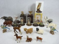 COUNTRY ARTISTS BIRD FIGURINES under domes, Beswick and other animal and bird figurines