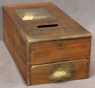 GEORGE GLEDHILL VINTAGE COUNTERTOP TILL - with single pull-out drawer and top window, applied rexine