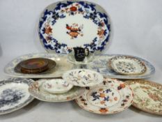LARGE IRONSTONE TYPE & OTHER MEAT PLATTERS & TABLEWARE - a mixed quantity