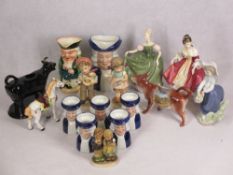 WOOD & SONS 'Ralph Enoch' Toby jugs, two Royal Doulton figurines 'Southern Belle' HN2229 and '
