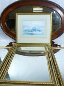 GEORGIAN & LATER MIRRORS (3) along with a framed DAVID SHEPHERD print - 'Hippo', signed in pencil,