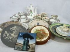COALPORT & OTHER INDIAN TREE TEA & COFFEE WARE with a quantity of decorative wall plates, ETC (2