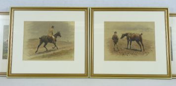 H BIRD & JOHN STURGESS framed equine prints (4) - the two Bird titled 'A wet ride home', 22 x 28.