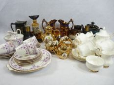 VICTORIAN COPPER LUSTRE, puce decorated teaware, gilt coffee set, Royal Albert 'Val D'or' ETC (in