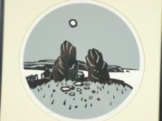 SIR KYFFIN WILLIAMS RA coloured limited edition print (1/500) circular format - 'The two standing