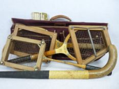 1950s TENNIS RACQUET - Slazenger Perry and Maskell PM, a Jaques Eclipse badminton racquet, Slazenger