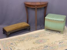 VINTAGE & LATER FURNITURE PARCEL, 4 ITEMS - a reproduction mahogany half-moon hall table, 70cms H,