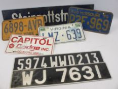 GERMAN ENAMEL STREET SIGN 'STEINROTTSTRABE', American Automobile and British Car Number Plates