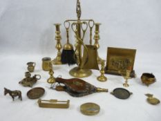 VINTAGE & LATER BRASSWARE to include an oval brass snuff box inscribed 'Richard Griffiths, Tan y