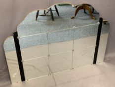 ART DECO MULTI-SECTION WALL MIRROR - with shaped top, 91cms H, 123cms W