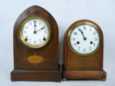 CLOCKS - Junghans dome top mantel clock, 8 day with painted dial, 28cms tall and a similar by The