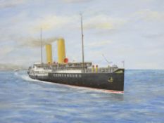 JOHN MYERS (Rhos on Sea) oil on board - Marguerite leaving Llandudno, signed and dated 2007, 35 x