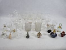COLLECTOR'S SCENT BOTTLES (8) with a quantity of vintage and other drinking glassware