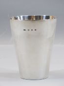 A PLAIN SILVER TAPERED MUG WITH MONOGRAM, 5.2 ozt, Birmingham 1876