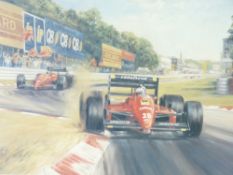 ALAN FEARNLEY limited edition (563/850) print - titled 'Tribute to Enzo Ferrari', signatures in