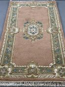 CHINESE WASHED RUG with tasselled ends, 190 x 95cms