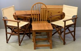 FURNITURE ASSORTMENT - modern pine gate leg table, two door cupboard, square topped occasional table