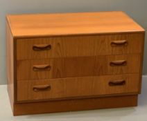 G-PLAN NARROW SIDEBOARD BASE - with upper shelved section having glazed sliding doors, base