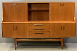 G-PLAN SIDEBOARD - teak with upper sliding door section, mid-Century style, 122cms H, 188cms W,