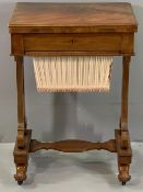 VICTORIAN MAHOGANY WORK TABLE with lift, swivel and foldover top, single drawer and single base