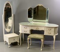 FRENCH PROVINCIAL STYLE BEDROOM FURNITURE - kidney shaped dressing table, 140cms H, 130cms W,