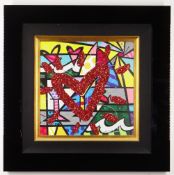 ROMERO BRITTO diamond dust and oil pen on digital canvas print - entitled verso 'Bright',