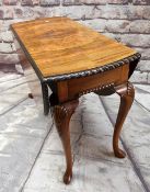 QUEEN ANNE-STYLE WALNUT & ROSEWOOD DROP FLAP TABLE, gadroon moulded oval top on shell carved