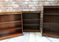 THREE MODERN GEORGIAN-STYLE DWARF BOOKCASES, including a pair with moulded tops and adjustable