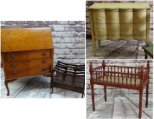 PAINTED TWO-DRAWER BEDROOM CHEST, together with three-drawer walnut chest, Chinese hardwood and