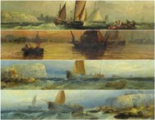 WILLIAM HENRY WILLIAMSON (1820-1883) oils on canvas - Fishing boats in rough seas, and in calm water