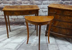 THREE ITEMS OF REPRODUCTION OCCASIONAL FURNITURE, comprising small 'Reprodux' yew demilune side