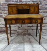 REPRODUCTION MAHOGANY BONHEUR DU JOUR, with cupboard and drawer superstructure, leather inset