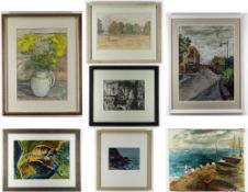 GROUP OF SEVEN PAINTINGS from the collection of Welsh artist, the late Glyn Griffiths, two sketches,